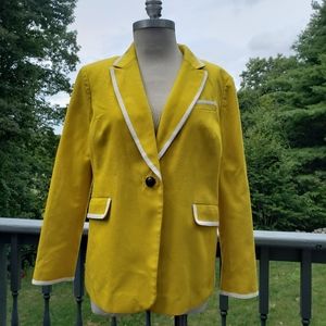 Boden Ellen Mimosa Yellow White Cotton Blazer